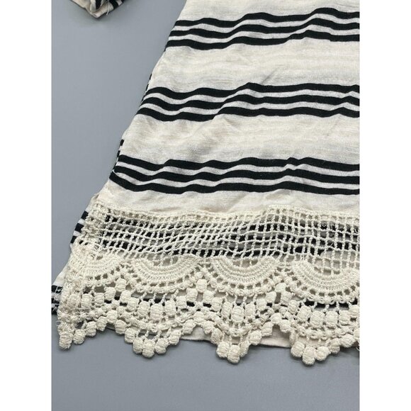 faith and joy 3/4 sleeve shirt striped ivory black button up sleeve small READ - Picture 5 of 15